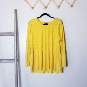 ALFANI YELLOW DRESSY LINED BLOUSE WITH BELL SLEEVES SIZE LARGE